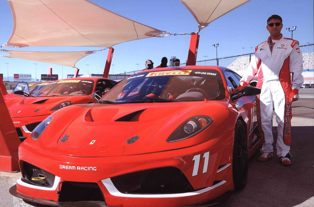 Dr. Khan preparing to drive the Ferrari 430GT factory race car at Las Vegas Motor Speedway, Dec 2014