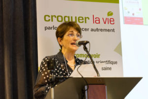 Jacqueline Lagacé, PhD speaking about the microbiome and cancer.