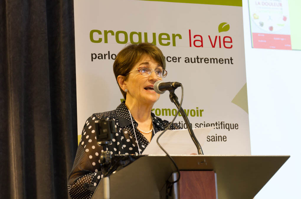Jacqueline Lagacé, PhD speaking about the microbiome and cancer.