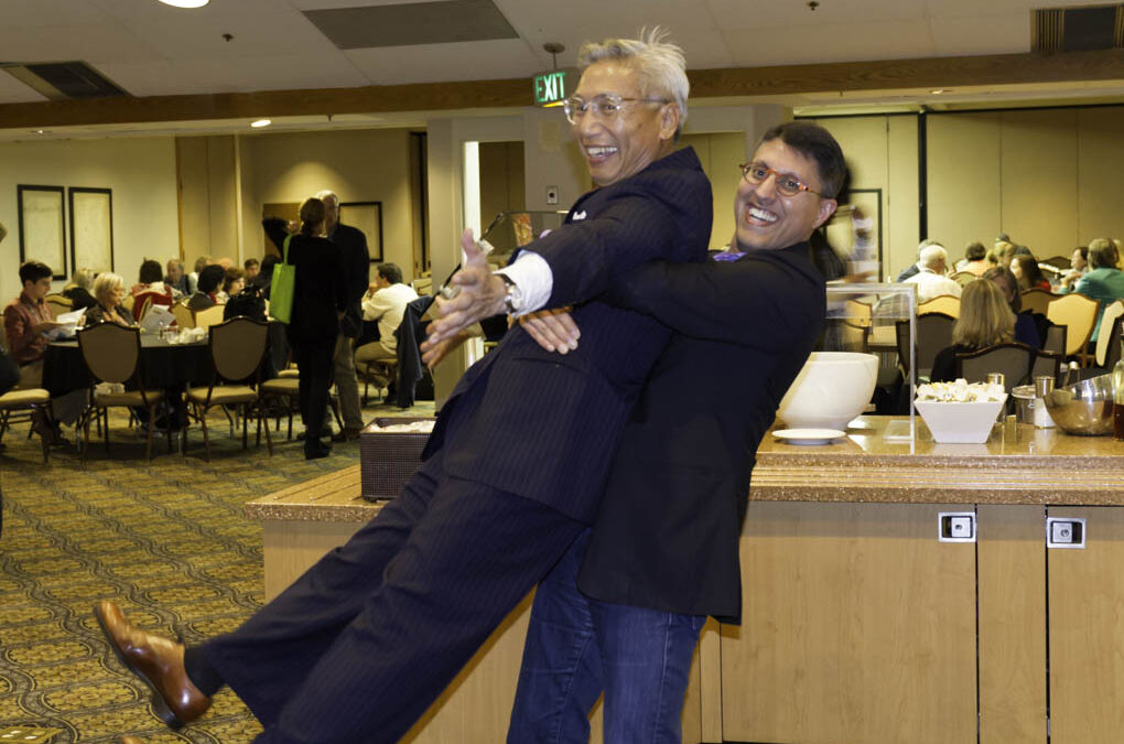 Dr. Khan having a little fun with Dr. Yu, who is always a good sport!