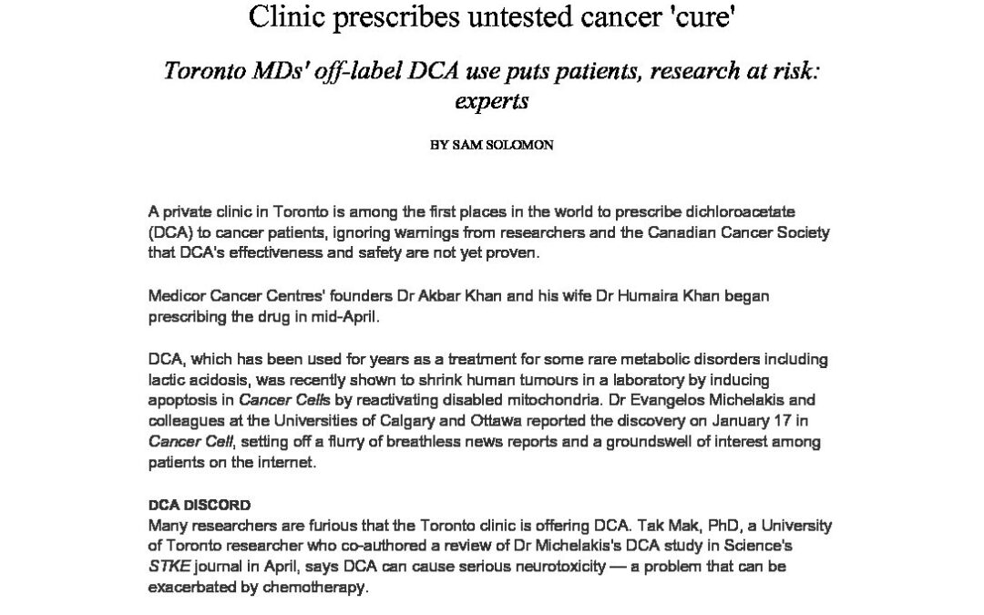 National Review of Medicine DCA Jun 30 2007