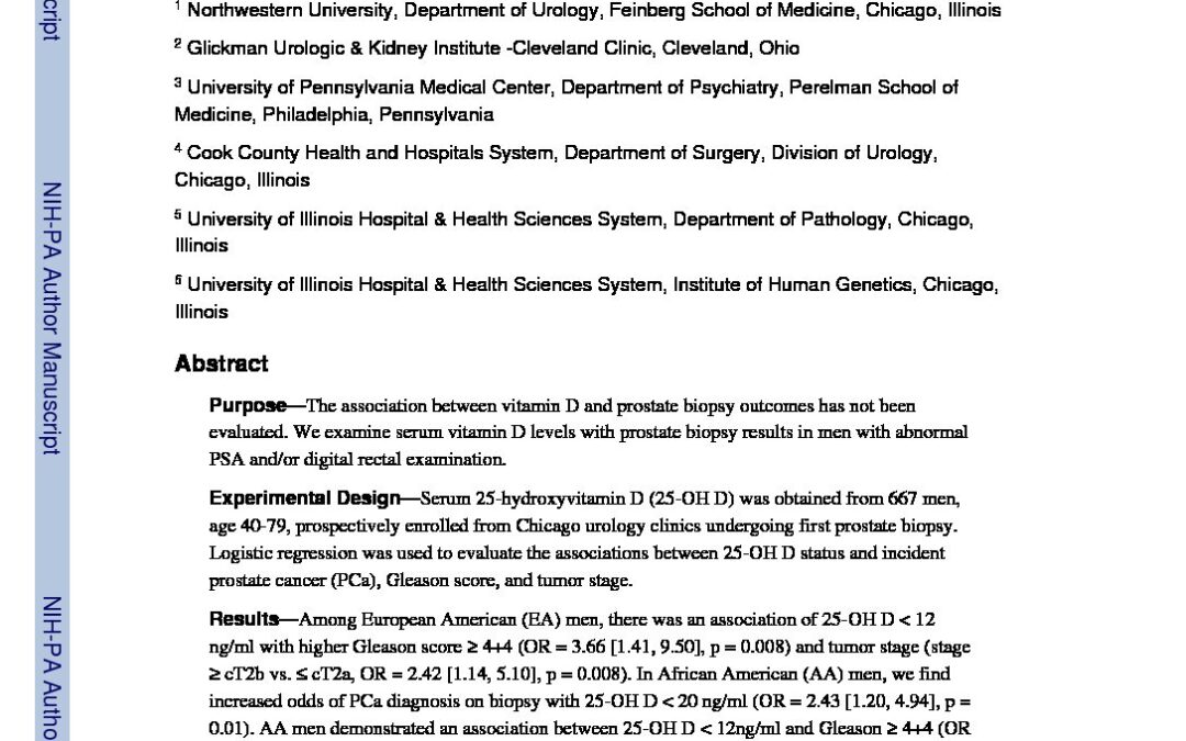 Vit D Assoc Prostate Ca