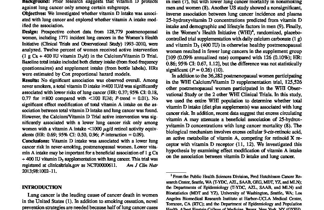 Vit D Intake Lung Ca Risk