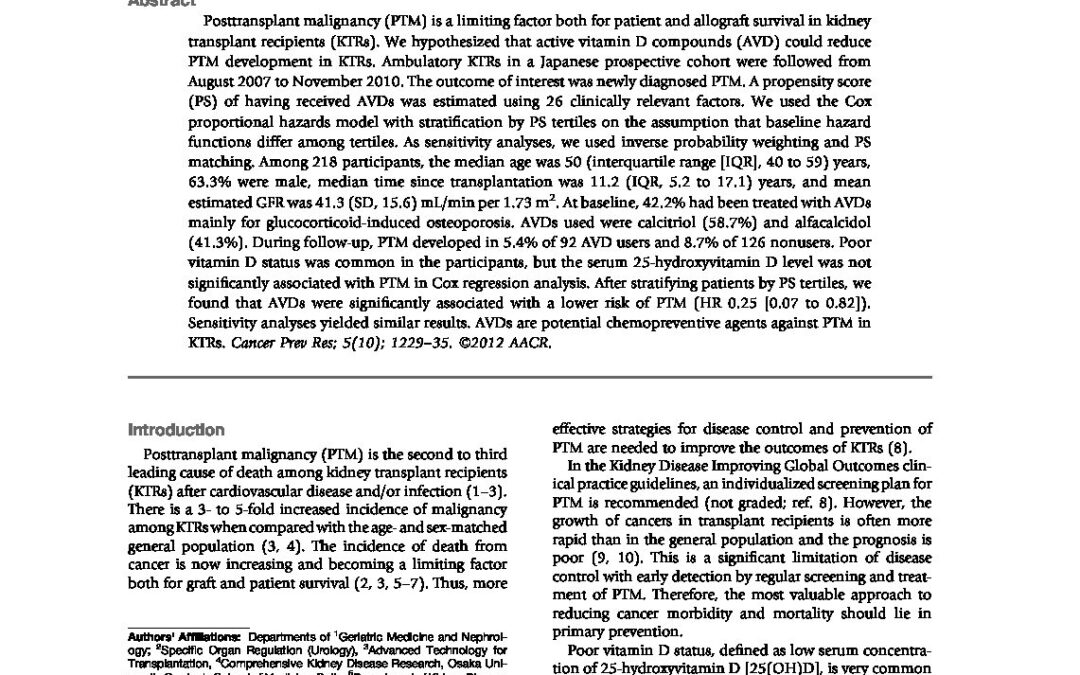 Vit D Post-Transplant Ca Prevention