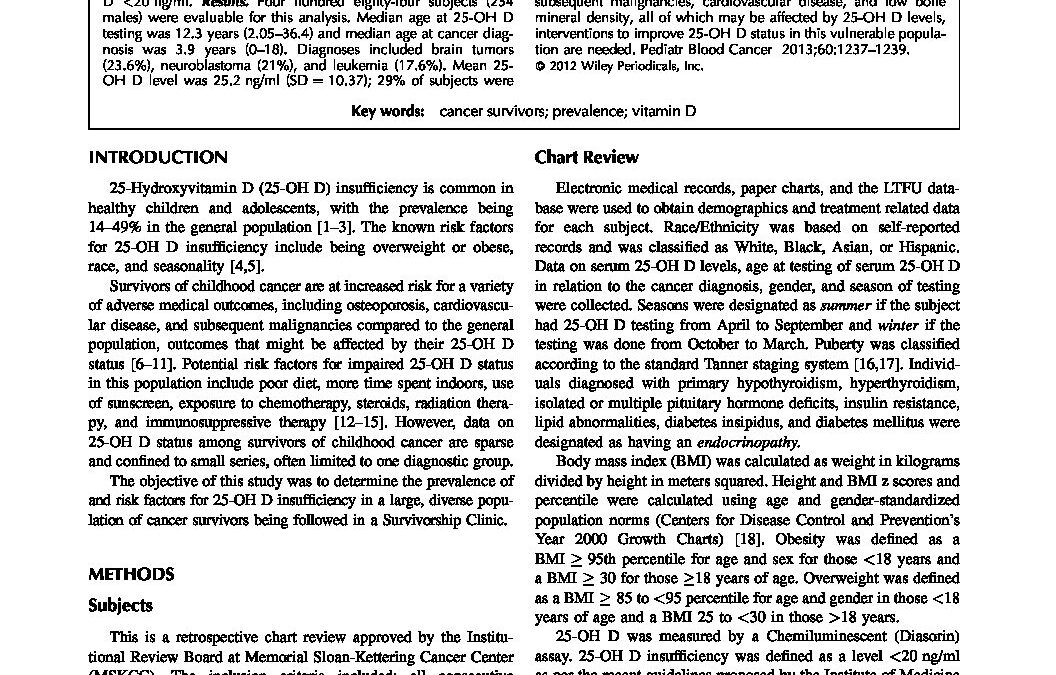 Vit D in Paed Ca Survivors