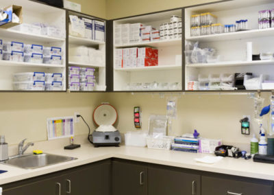 Pharmacy and lab room at the Medicor office