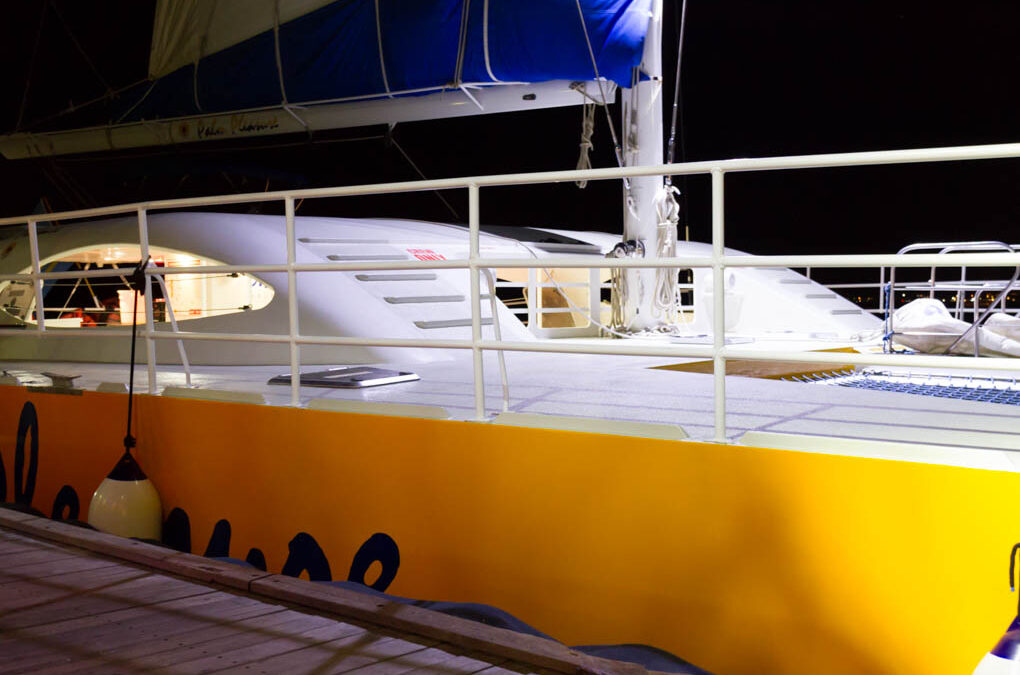 Catamaran is being prepared for the Ozone Without Borders group