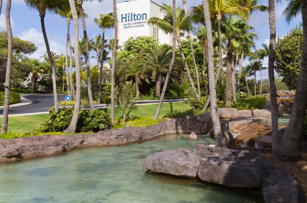Water feature outside the Hilton in Aruba