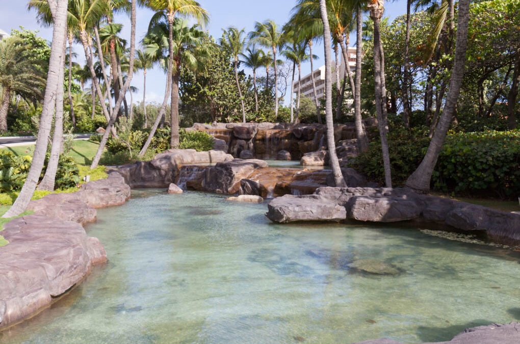 Water feature outside the Hilton in Aruba